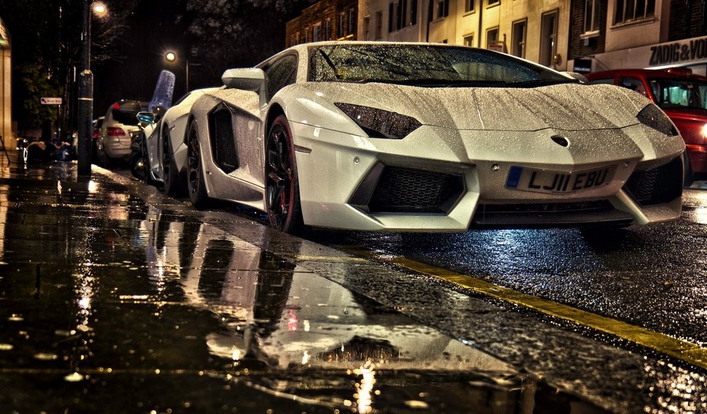 Обои дождь, ламборгини, суперкар, ламборджини авентадор, rain, lamborghini, supercar, lamborghini aventador разрешение 1920x1080 Загрузить