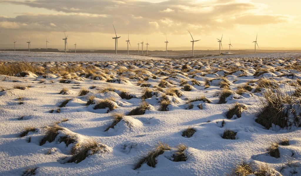 Обои снег, поле, ветряки, snow, field, windmills разрешение 5351x3567 Загрузить