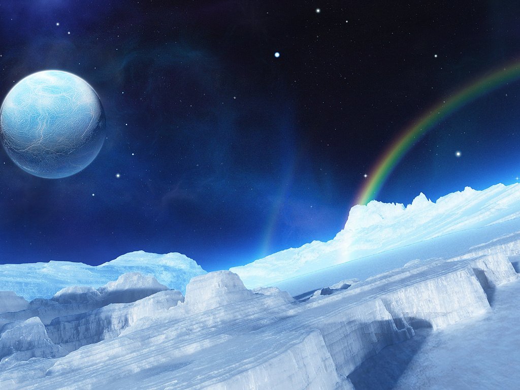 Обои планета, радуга, лёд, planet, rainbow, ice разрешение 2560x1600 Загрузить