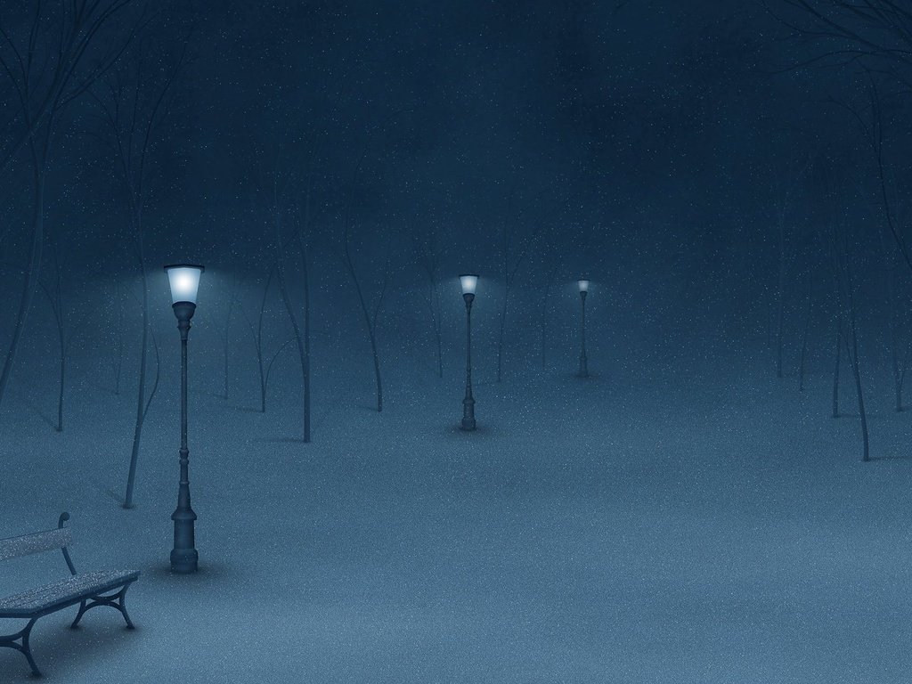 Обои ночь, фонари, зима, night, lights, winter разрешение 1920x1080 Загрузить