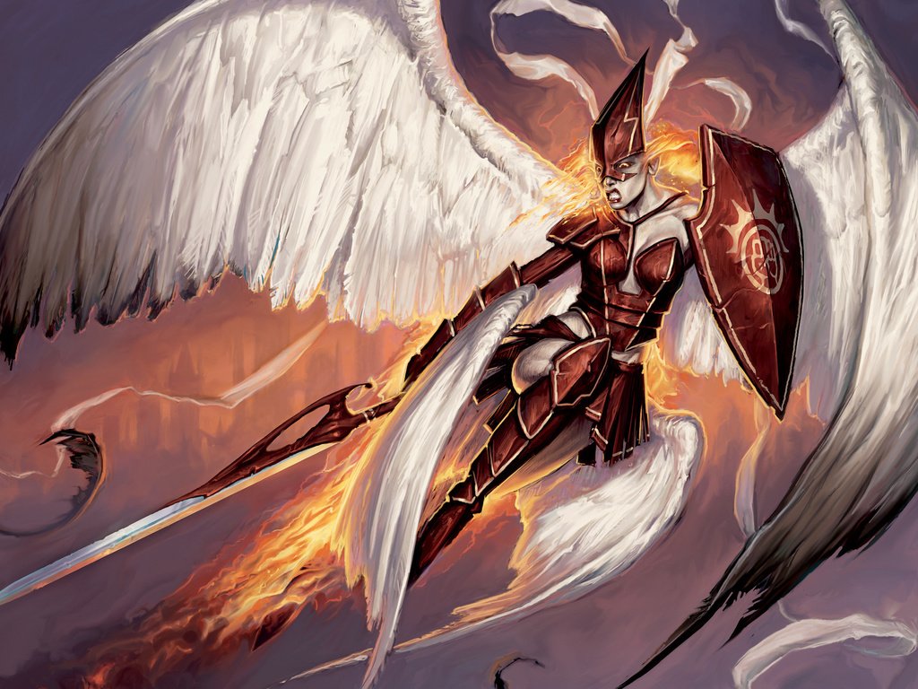 Обои меч, огонь, крылья, firemane angel, matt cavotta, sword, fire, wings разрешение 2560x1600 Загрузить