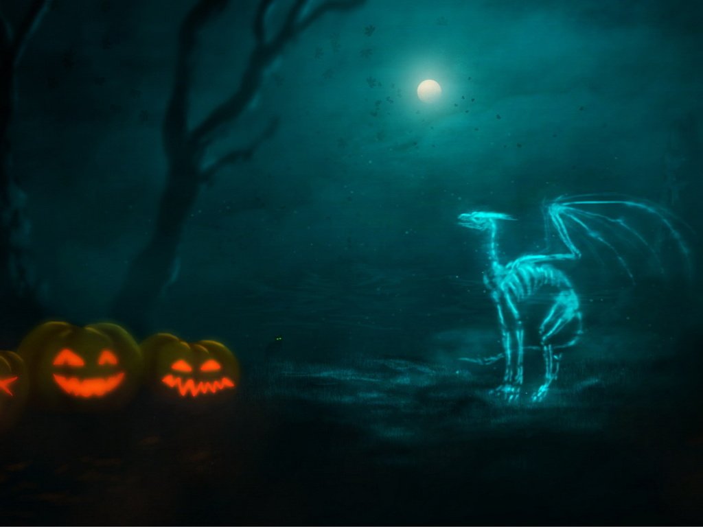 Обои дракон, тыквы, хэлоуин, dragon, pumpkin, halloween разрешение 1920x1200 Загрузить