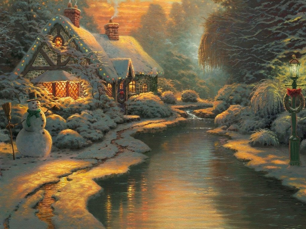 Обои новый год, зима, домики, сказка, new year, winter, houses, tale разрешение 1920x1080 Загрузить