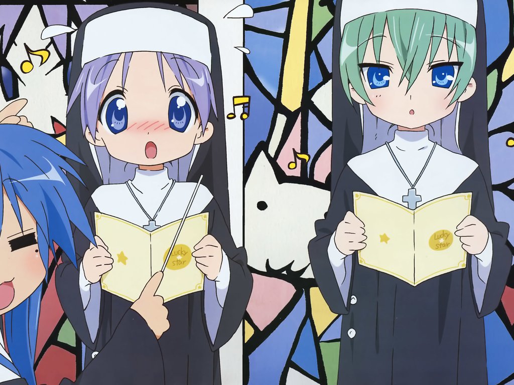 Обои lucky star, izumi konata, hiiragi tsukasa разрешение 7103x2313 Загрузить