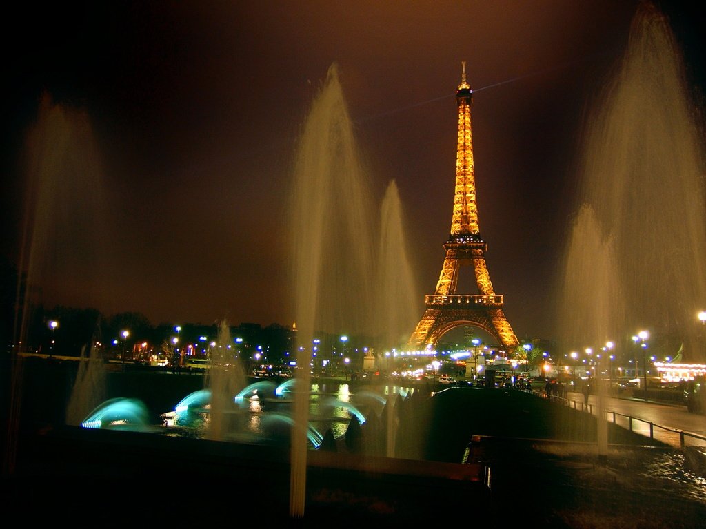 Обои ночь, париж, подсветка, эйфелева башня, фонтаны, night, paris, backlight, eiffel tower, fountains разрешение 2956x1893 Загрузить