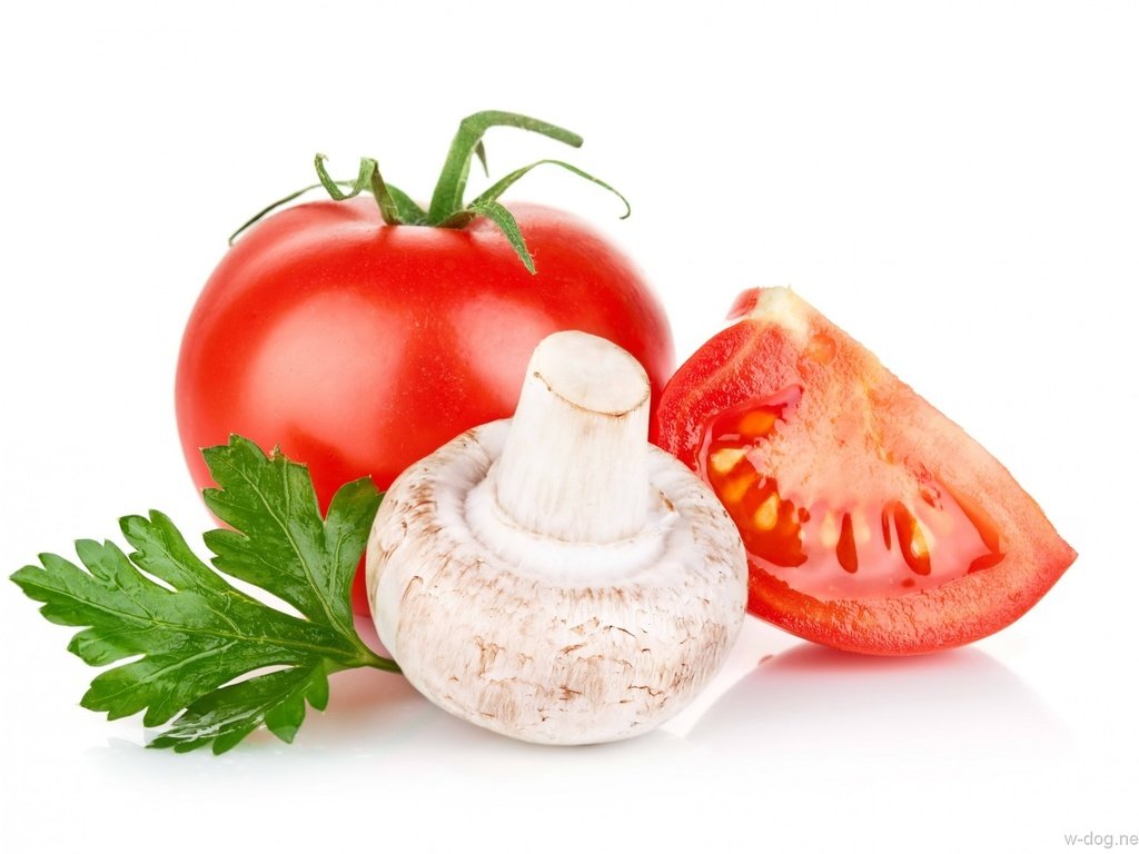 Обои гриб, белый фон, овощи, помидоры, петрушка, шампиньон, mushroom, white background, vegetables, tomatoes, parsley, champignon разрешение 1920x1395 Загрузить