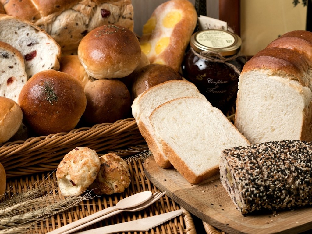Обои хлеб, булочки, хлебобулочные изделия, ассортимент, разный, bread, buns, bakery products, range, different разрешение 2048x1308 Загрузить