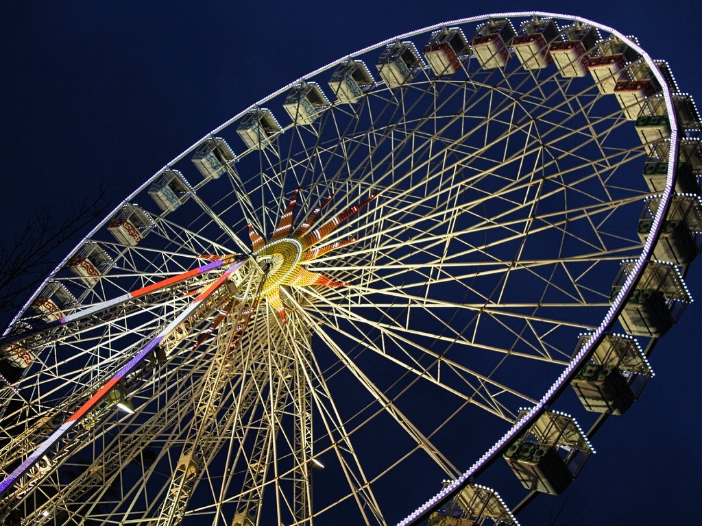 Обои ночь, колесо обозрения, аттракцион, night, ferris wheel, attraction разрешение 5184x3456 Загрузить