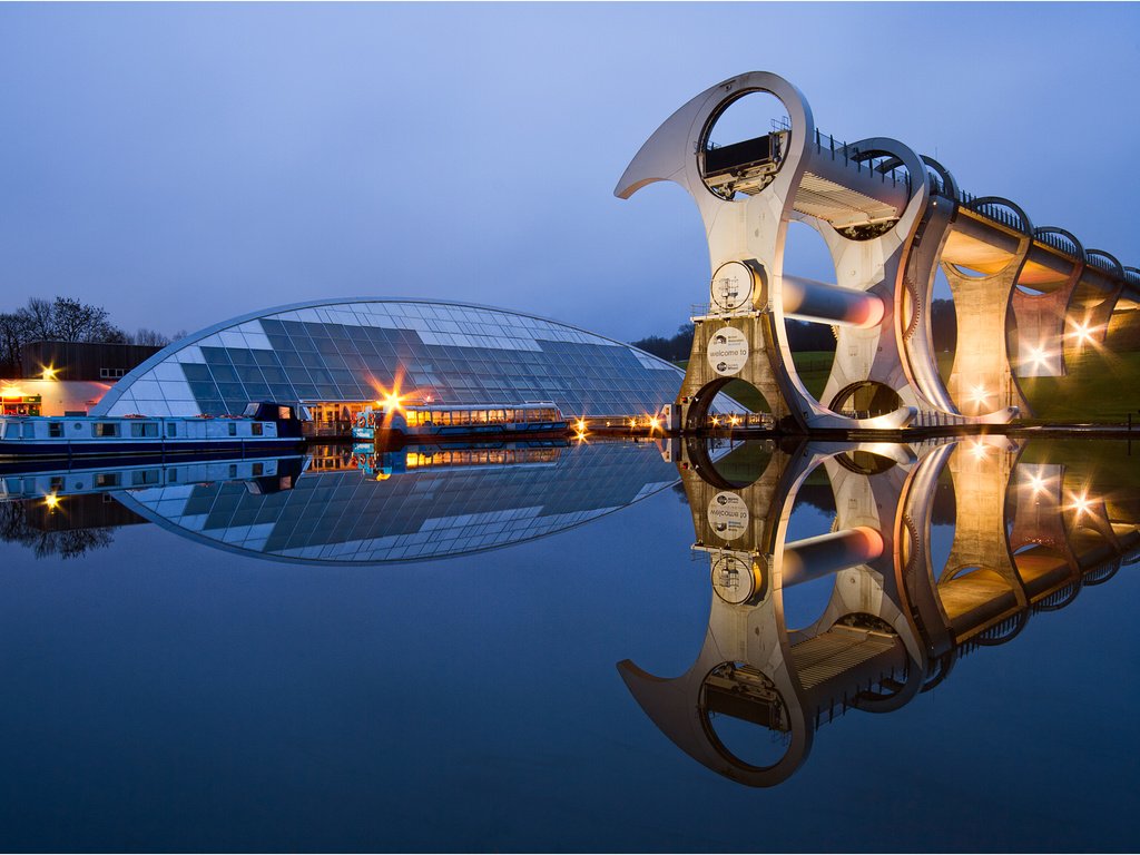 Обои отражение, шотландия, фолкеркское колесо, reflection, scotland, falkirk wheel разрешение 2500x1667 Загрузить