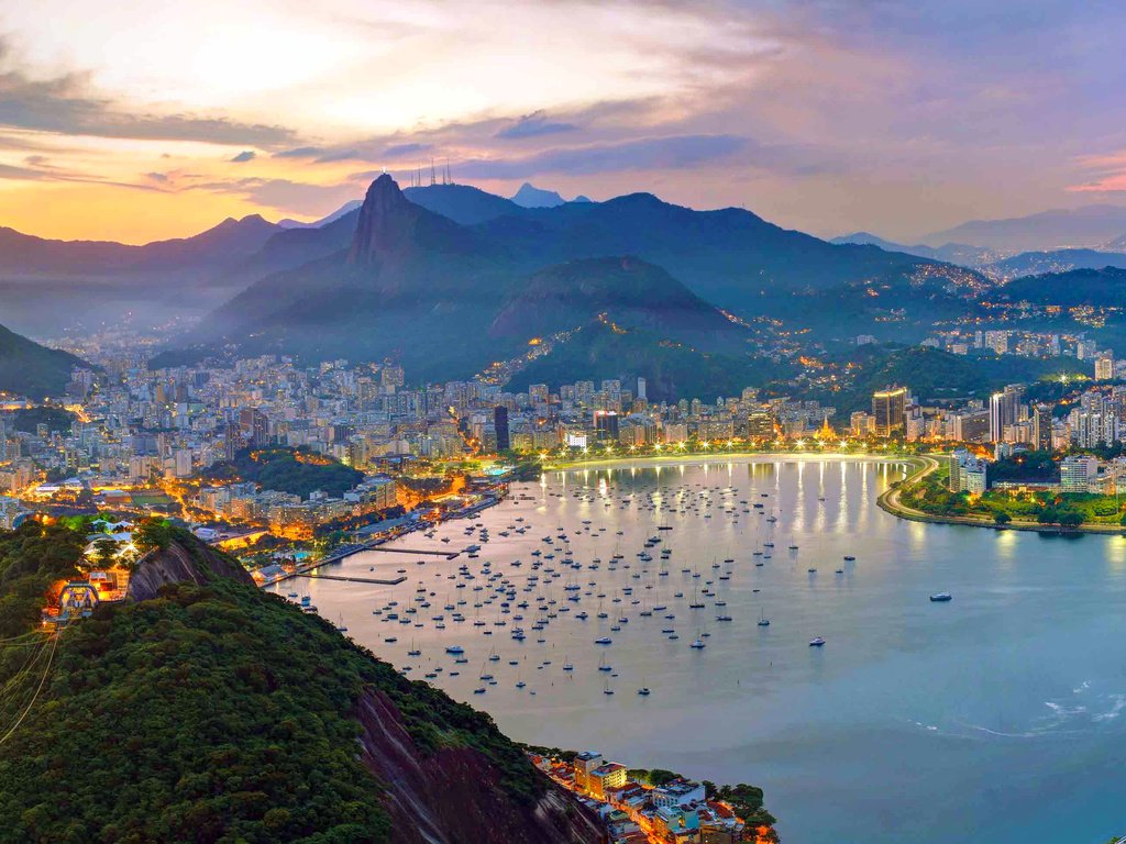 Обои вечер, море, рио-де-жанейро, the evening, sea, rio de janeiro разрешение 3000x1943 Загрузить