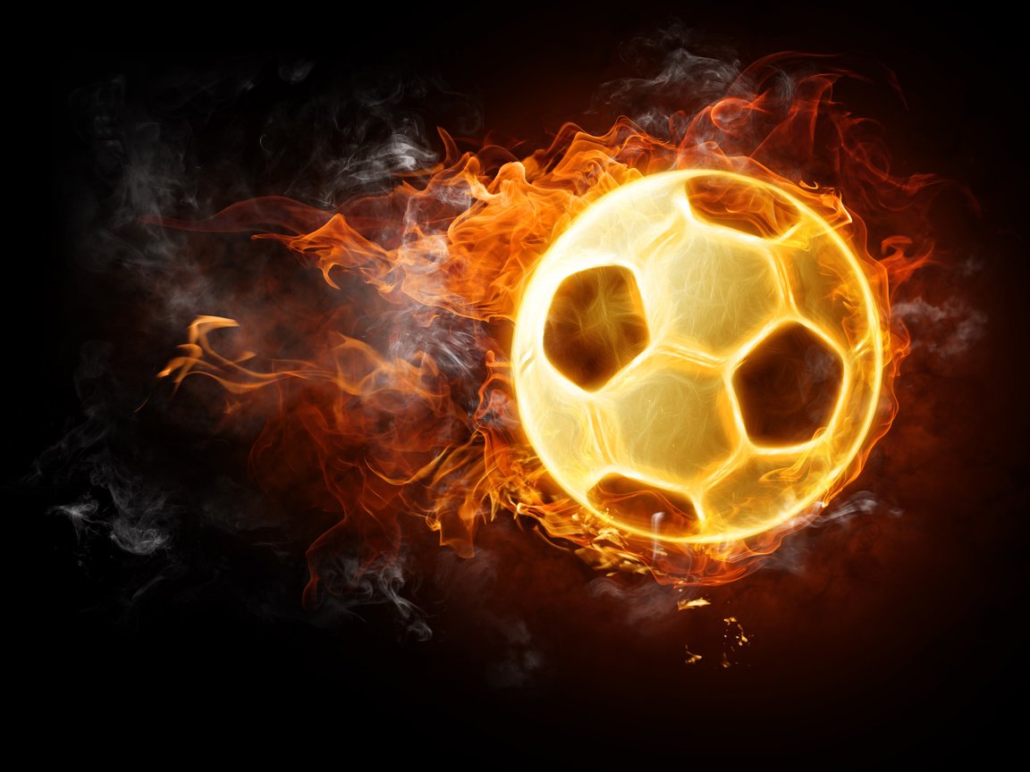 Обои футбол, огонь, черный фон, мяч, football, fire, black background, the ball разрешение 4288x2848 Загрузить