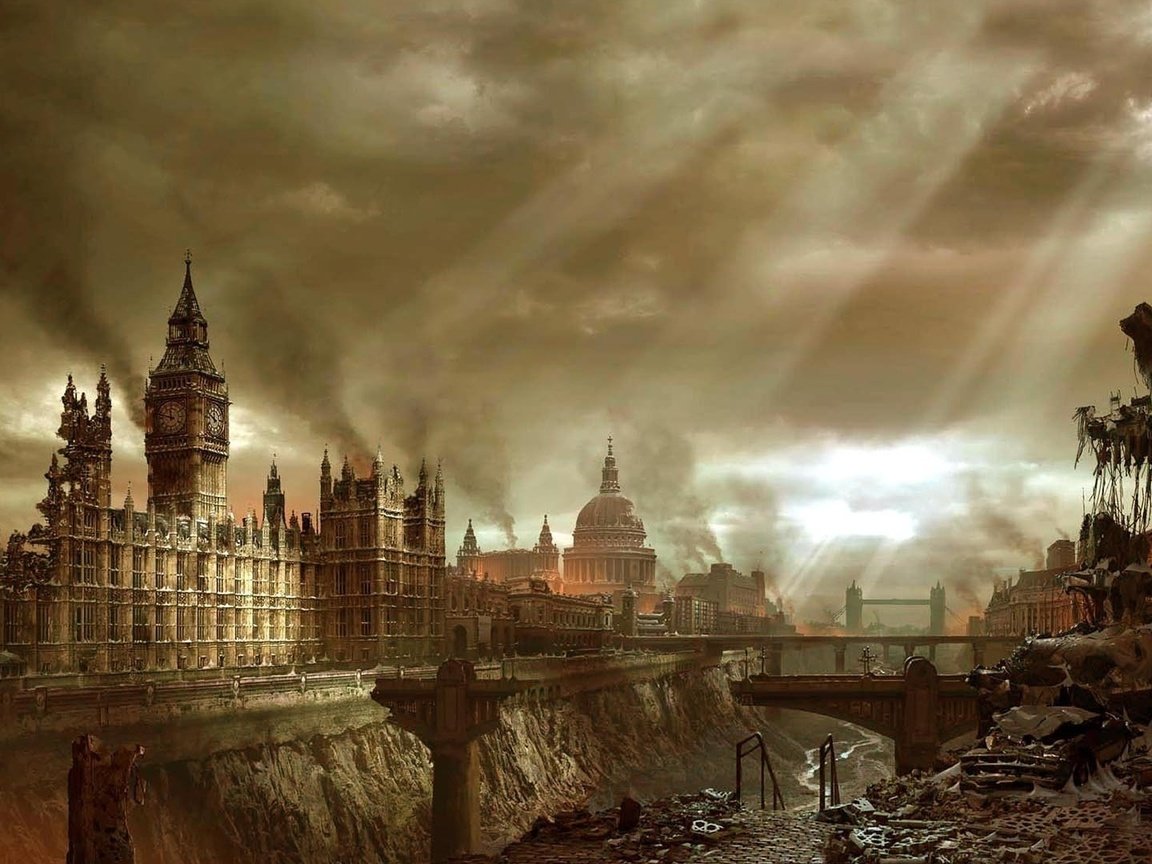 Обои лондон, город, здания, апокалипсис, катастрофа, биг бен, london, the city, building, apocalypse, disaster, big ben разрешение 1920x1080 Загрузить