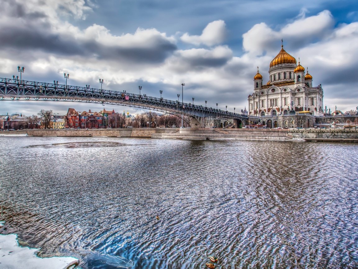 Обои река, москва, россия, храм христа спасителя, river, moscow, russia, the cathedral of christ the savior разрешение 2560x1600 Загрузить