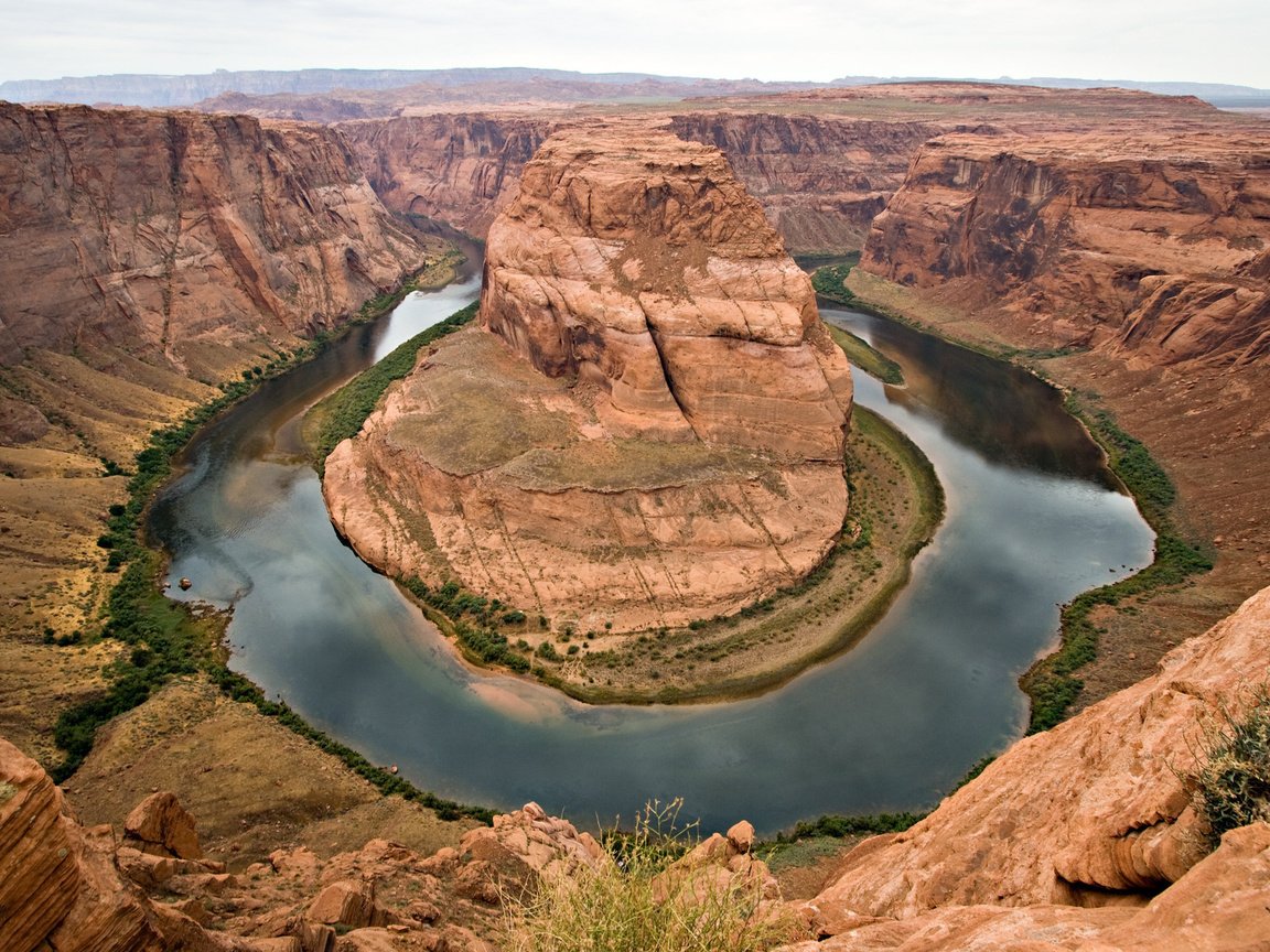 Обои река, скалы, каньон, сша, аризона, колорадо, подкова, меандр, river, rocks, canyon, usa, az, colorado, horseshoe, meander разрешение 1920x1200 Загрузить