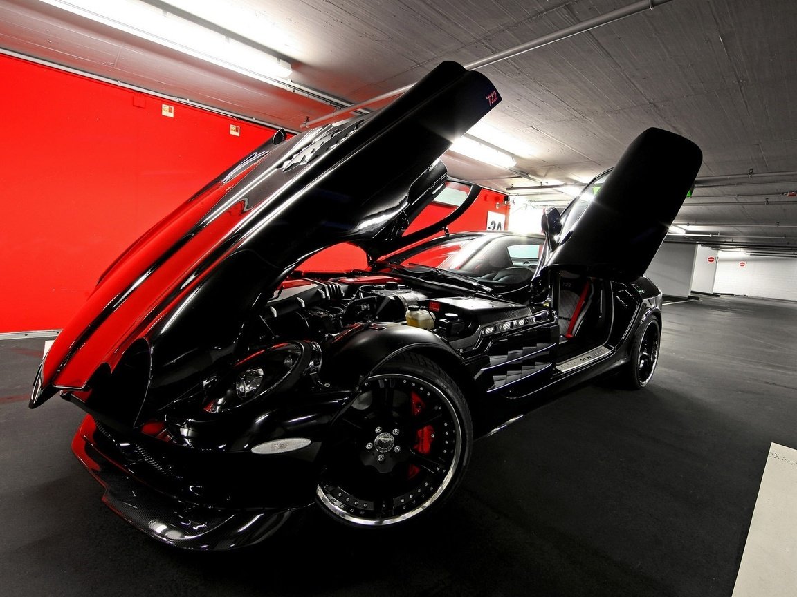 Обои чёрный блестящий макларен слр, shiny black mclaren slr разрешение 1920x1200 Загрузить