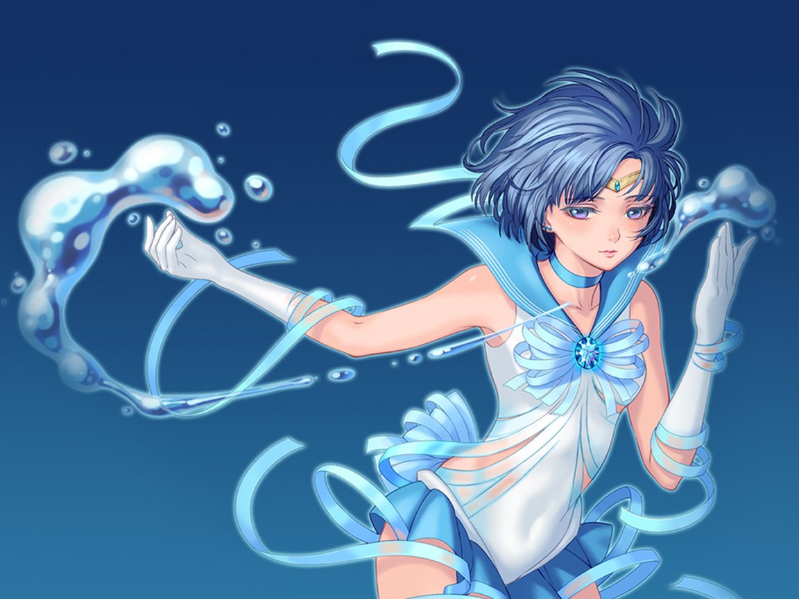 Обои аниме, магия, сейлор меркурий, anime, magic, sailor mercury разрешение 1920x1200 Загрузить