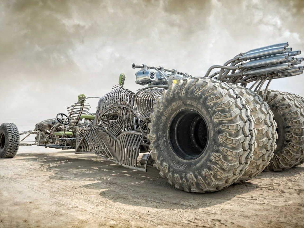 Обои колеса, пустыня, авто, деревье, каркас, безумный макс, wheel, desert, auto, f, frame, mad max разрешение 1920x1200 Загрузить