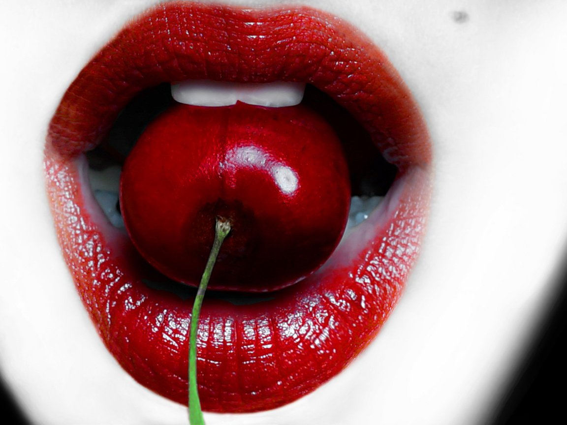 Обои макро, ягода, губы, лицо, вишня, рот, помада, macro, berry, lips, face, cherry, mouth, lipstick разрешение 2048x1266 Загрузить
