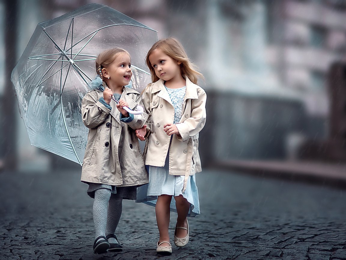 Обои дети, зонт, девочки, мостовая, подружки, children, umbrella, girls, bridge, girlfriend разрешение 1920x1281 Загрузить