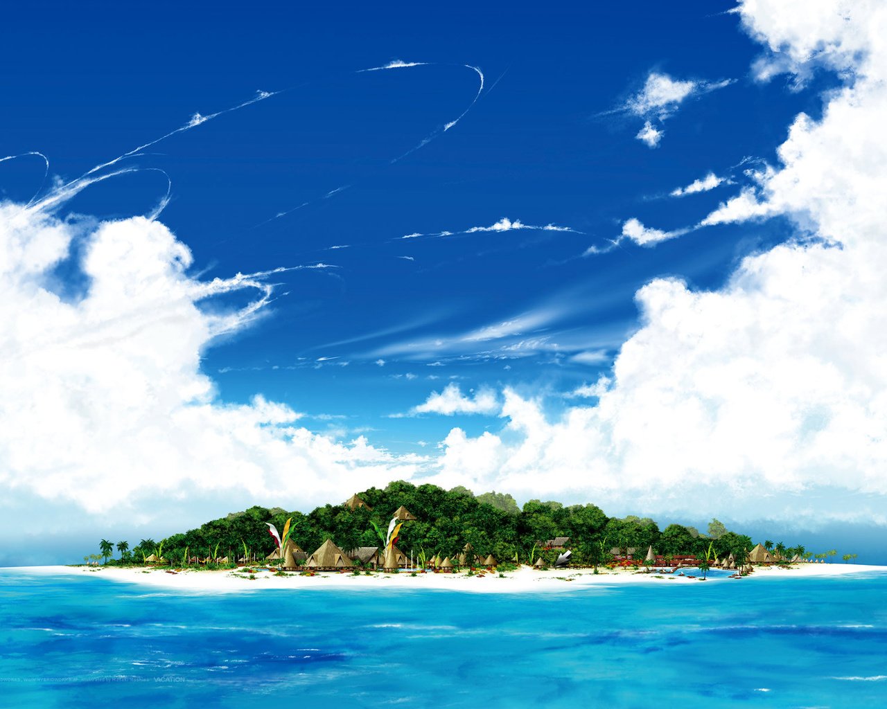 Обои небо, вода, море, песок, пляж, остров, the sky, water, sea, sand, beach, island разрешение 1920x1200 Загрузить
