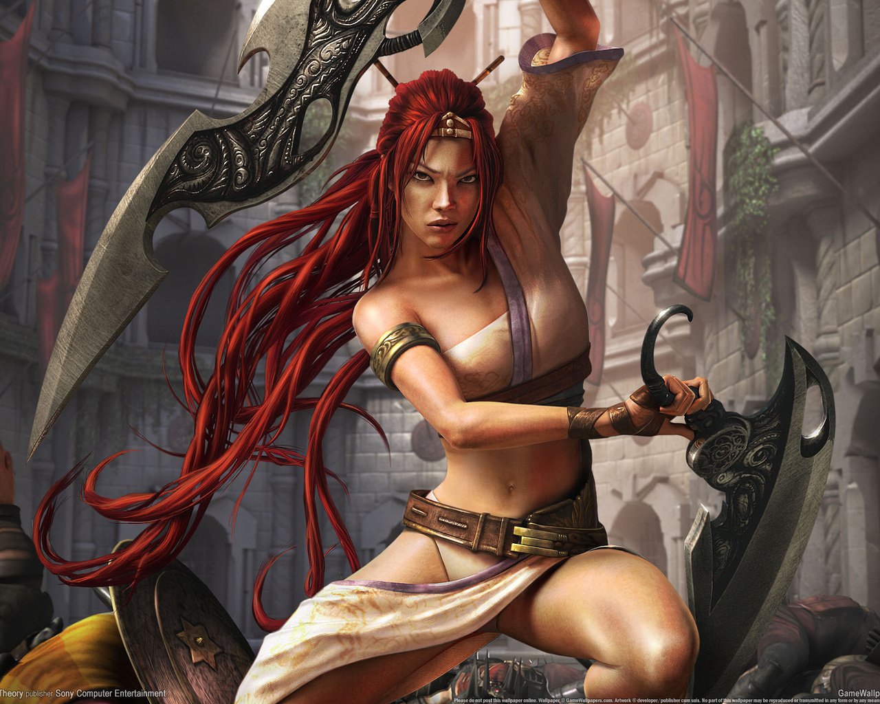 Обои девушка, воин, город, небесный меч, girl, warrior, the city, heavenly sword разрешение 1920x1200 Загрузить