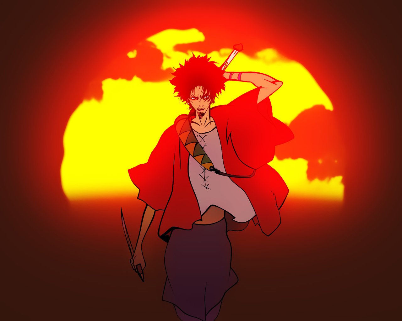 Обои солнце, самурай чамплу, samurai champloo, муген, the sun, samurai chanpur?, mugen разрешение 1920x1200 Загрузить