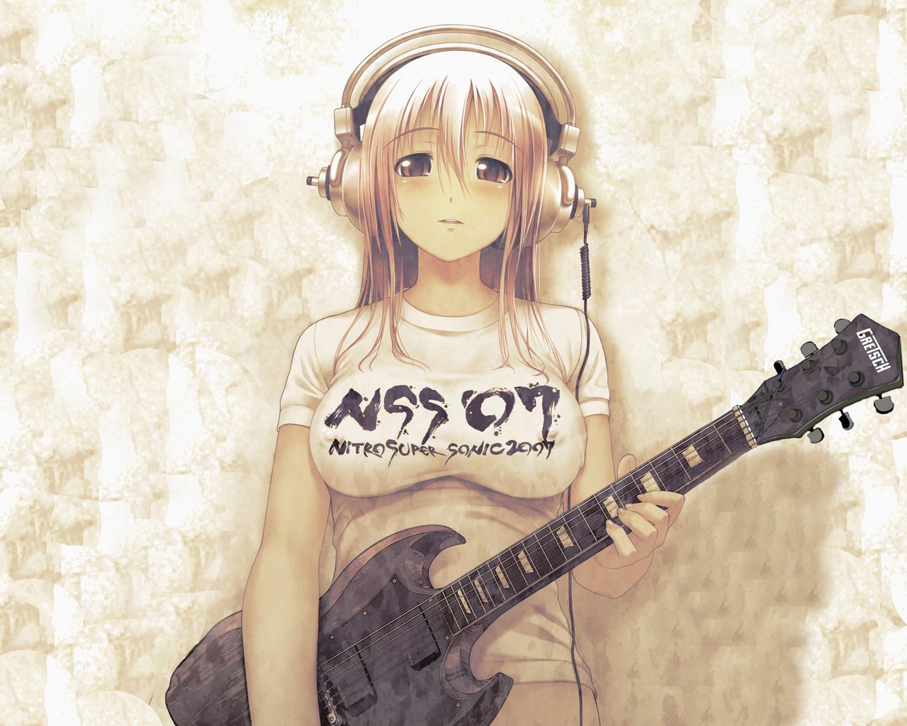 Обои девушка, гитара, наушники, грудь, girl, guitar, headphones, chest разрешение 2610x1631 Загрузить