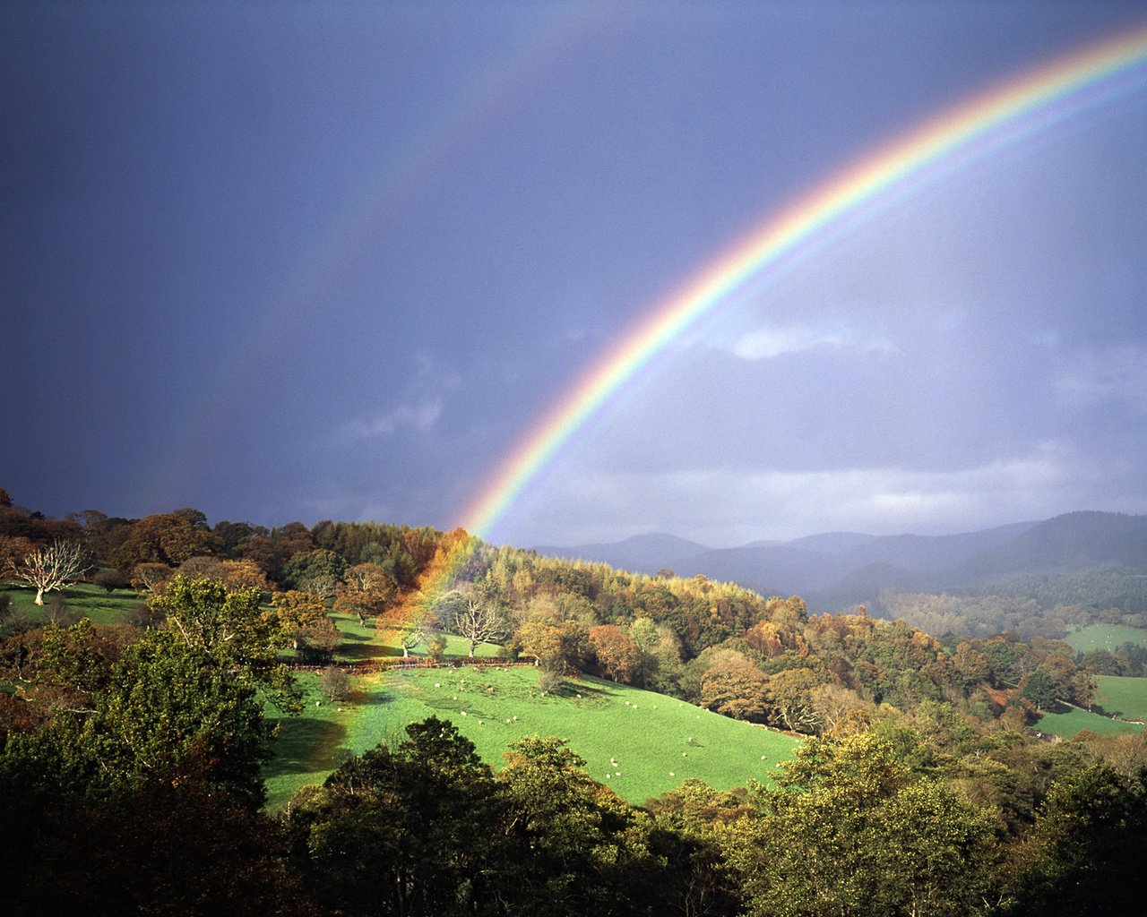 Обои холмы, природа, радуга, hills, nature, rainbow разрешение 1920x1200 Загрузить