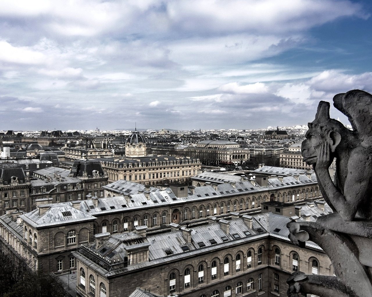 Обои гаргулья, париж, gargoyle, paris разрешение 2560x1600 Загрузить