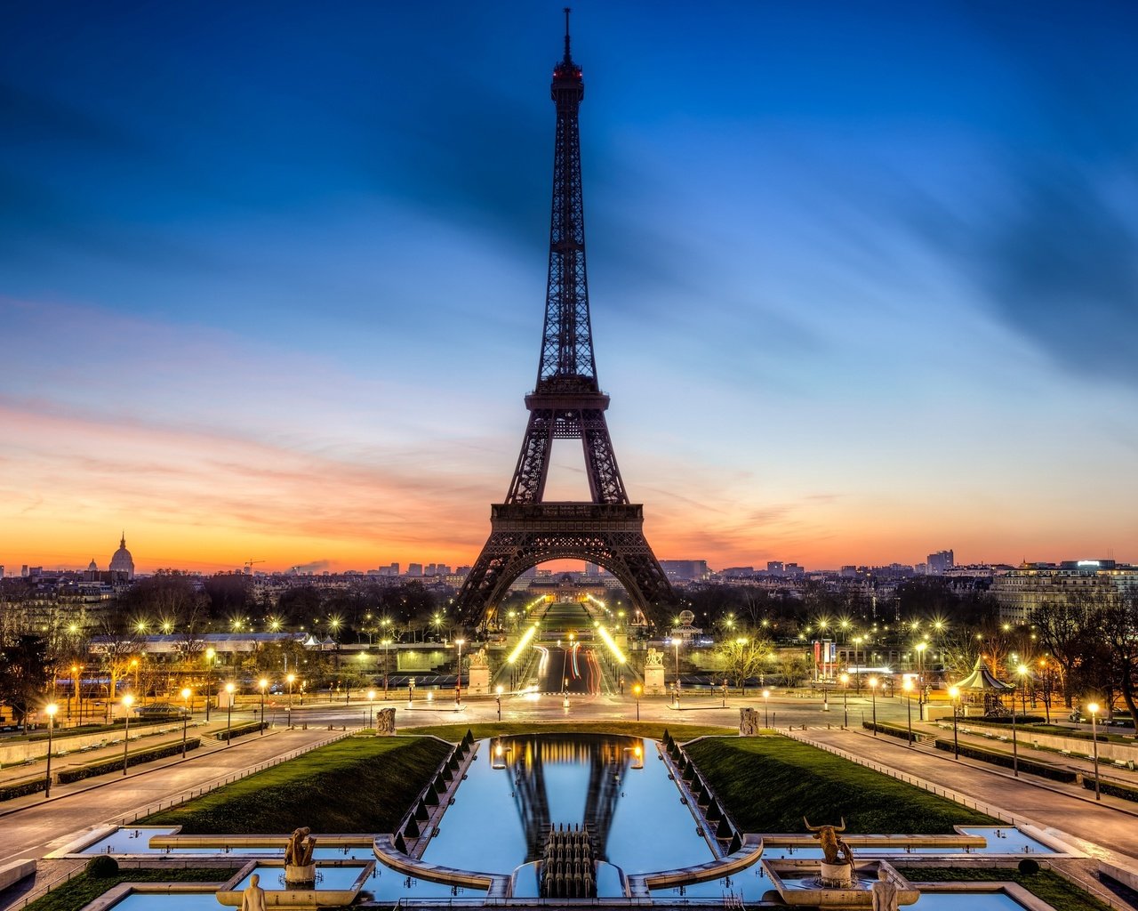 Обои вечер, париж, франция, эйфелева башня, la tour eiffel, франци, the evening, paris, france, eiffel tower разрешение 2560x1600 Загрузить