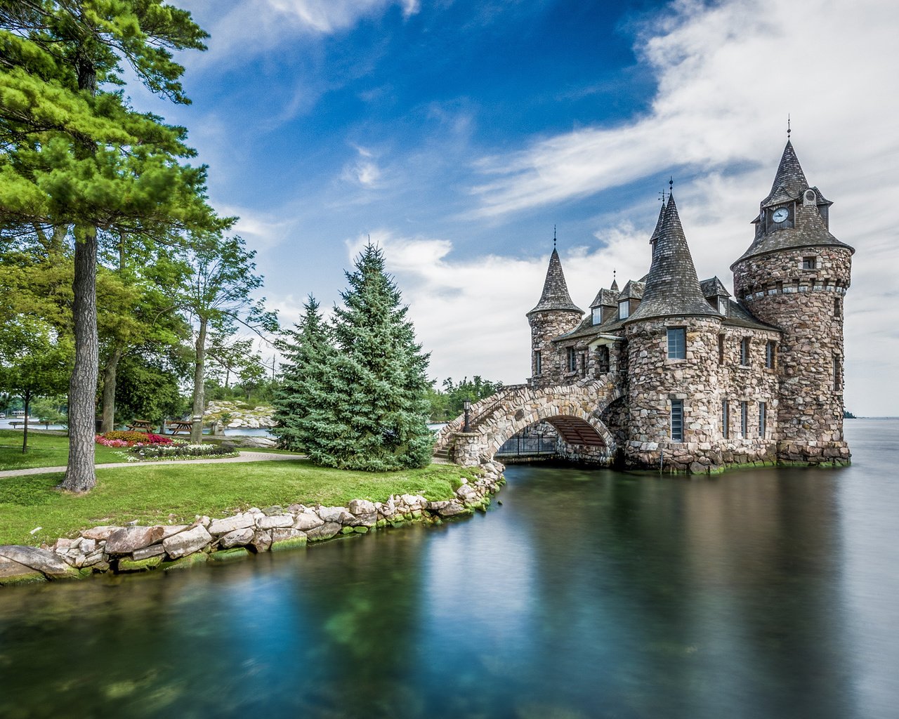 Обои озеро, замок, сша, нью-йорк, остров, boldt castle, alexandria bay, lake, castle, usa, new york, island разрешение 1920x1148 Загрузить