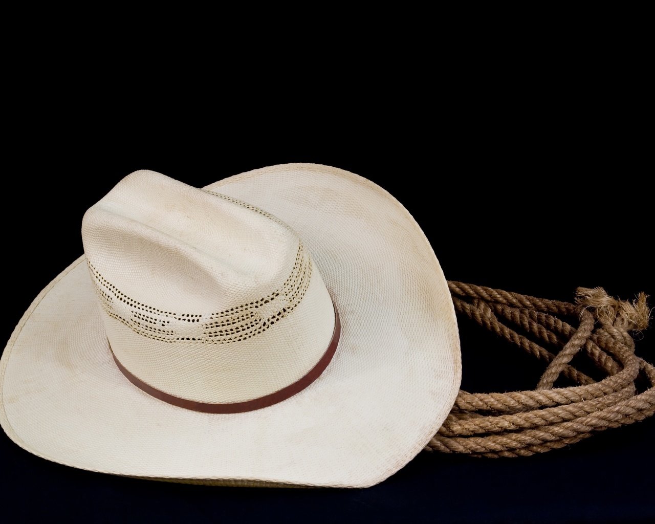 Обои черный фон, кожа, веревка, шляпа, ушанка, лассо, ковбойская шляпа, black background, leather, rope, hat, lasso, cowboy hat разрешение 3888x2592 Загрузить
