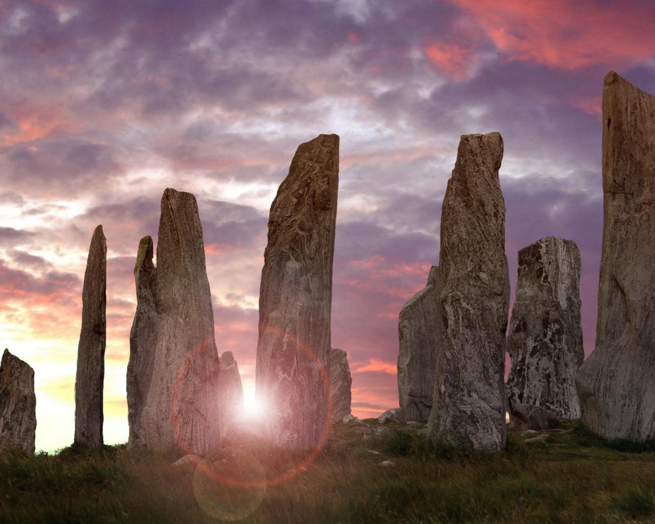 Обои природа, камни, утро, рассвет, шотландия, калланиш, nature, stones, morning, dawn, scotland, callanish разрешение 1920x1200 Загрузить