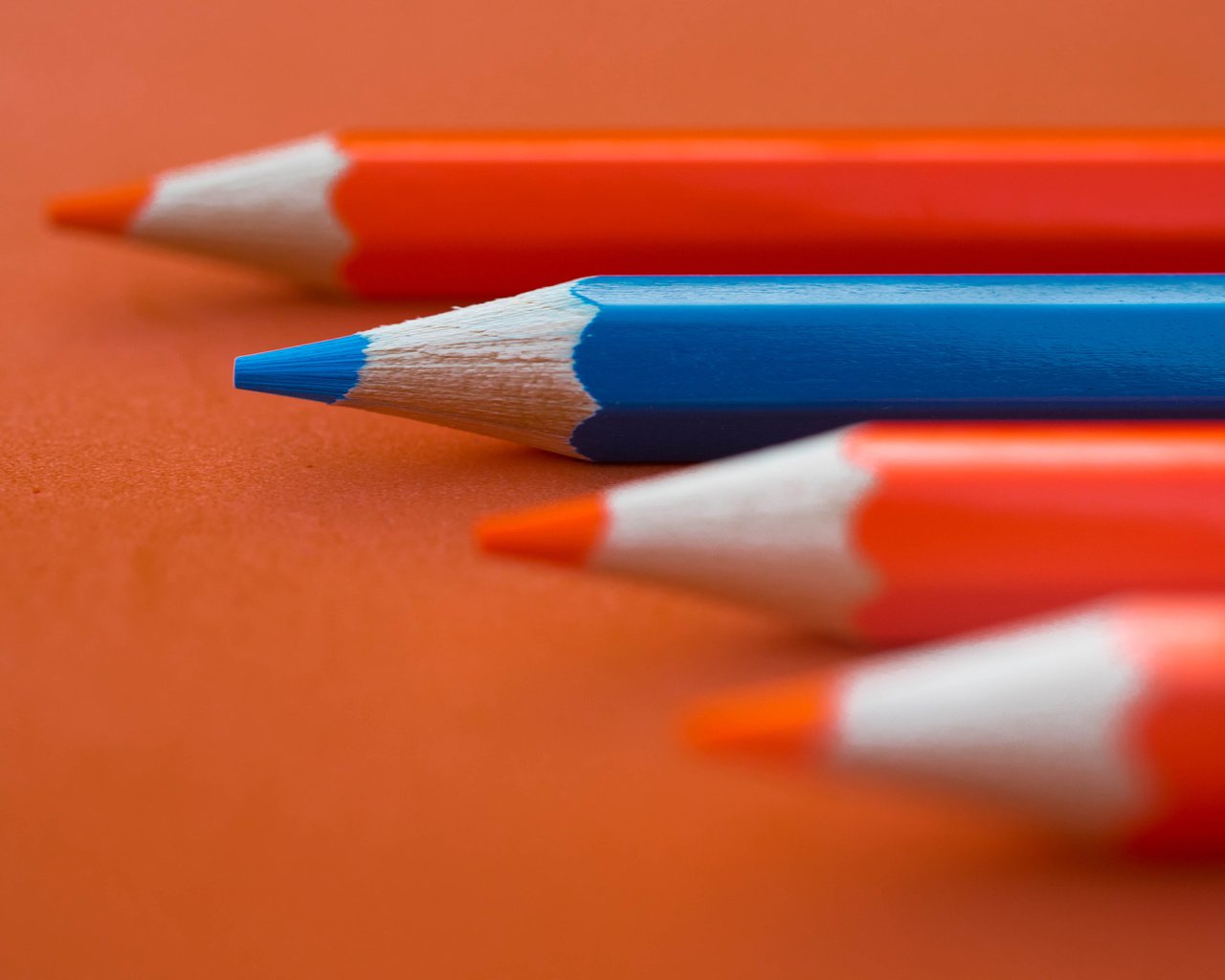 Обои синий, карандаши, оранжевый, цветные карандаши, blue, pencils, orange, colored pencils разрешение 3840x2400 Загрузить