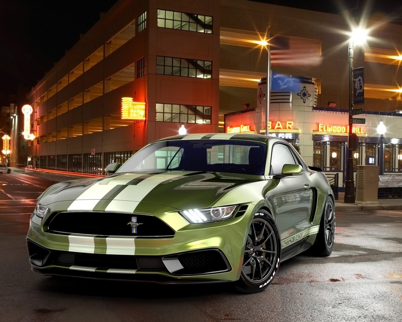 Обои город, здания, автомобиль, ford mustang, the city, building, car разрешение 2560x1600 Загрузить