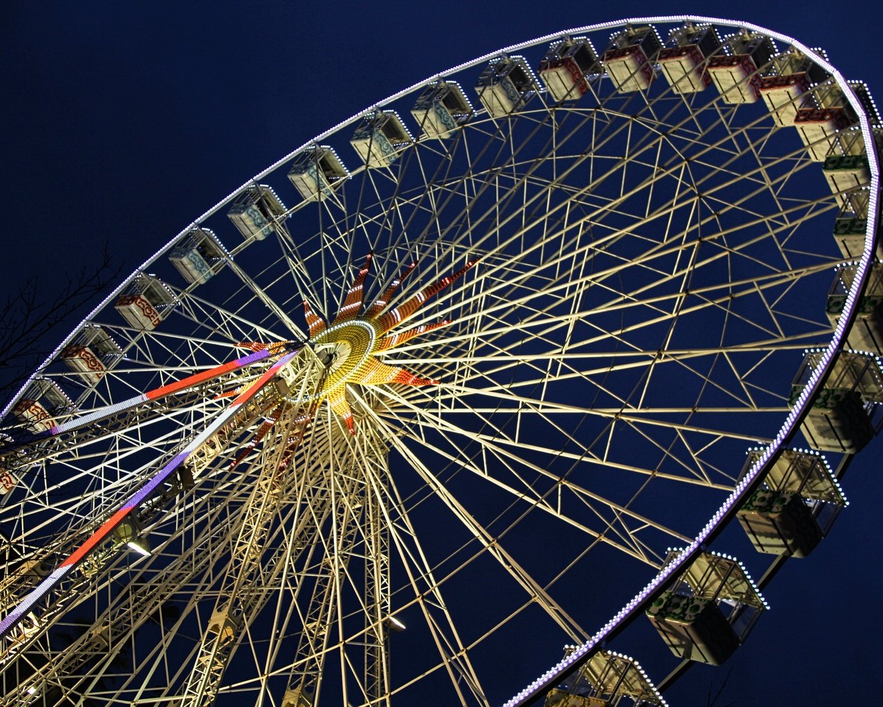 Обои ночь, колесо обозрения, аттракцион, night, ferris wheel, attraction разрешение 5184x3456 Загрузить