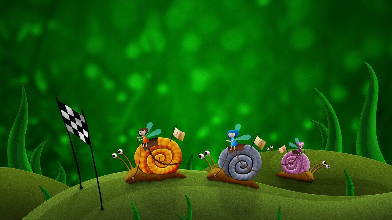 Обои рисунок, зелёный, гонки, улитки, figure, green, race, snails разрешение 2560x1600 Загрузить