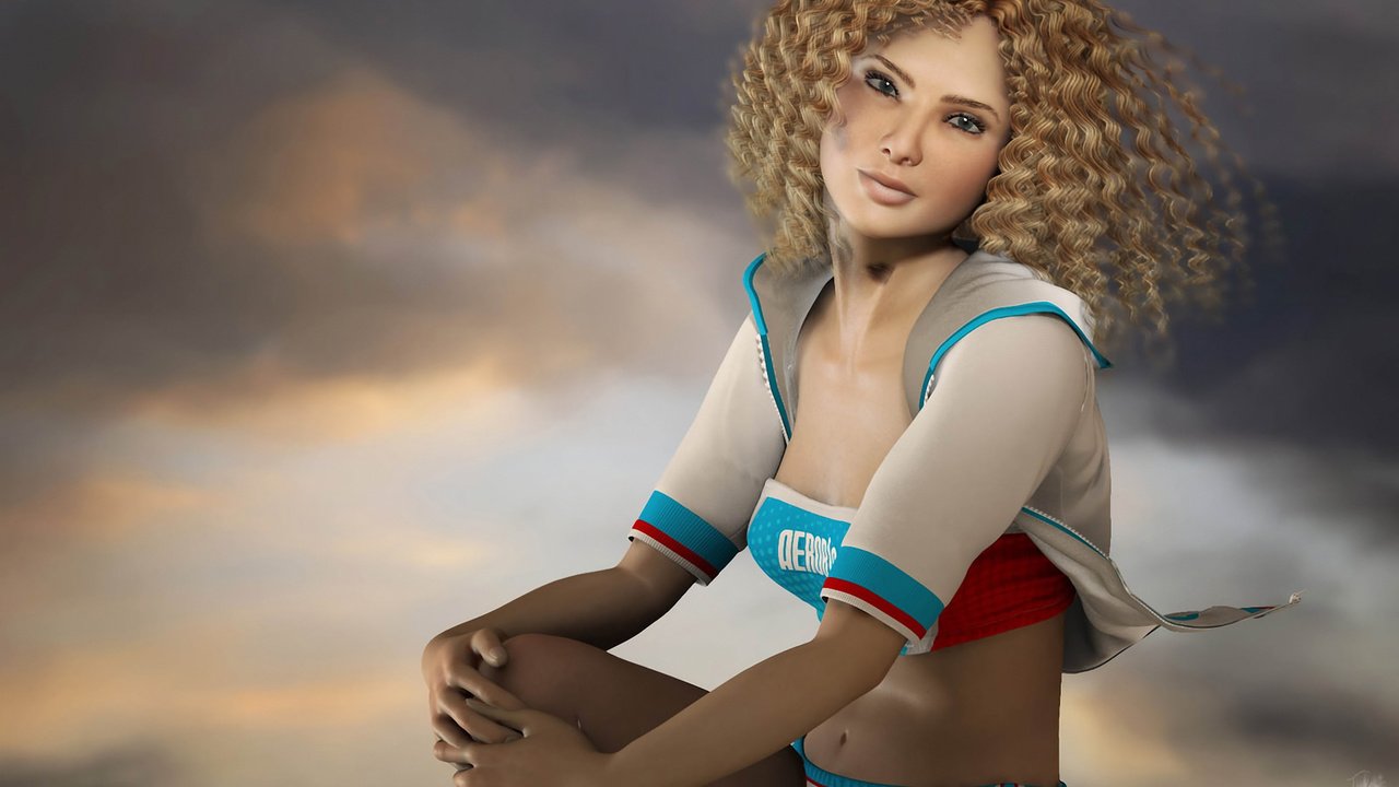 Обои свет, облака, девушка, взгляд, кудри, 3д, light, clouds, girl, look, curls, 3d разрешение 1920x1200 Загрузить