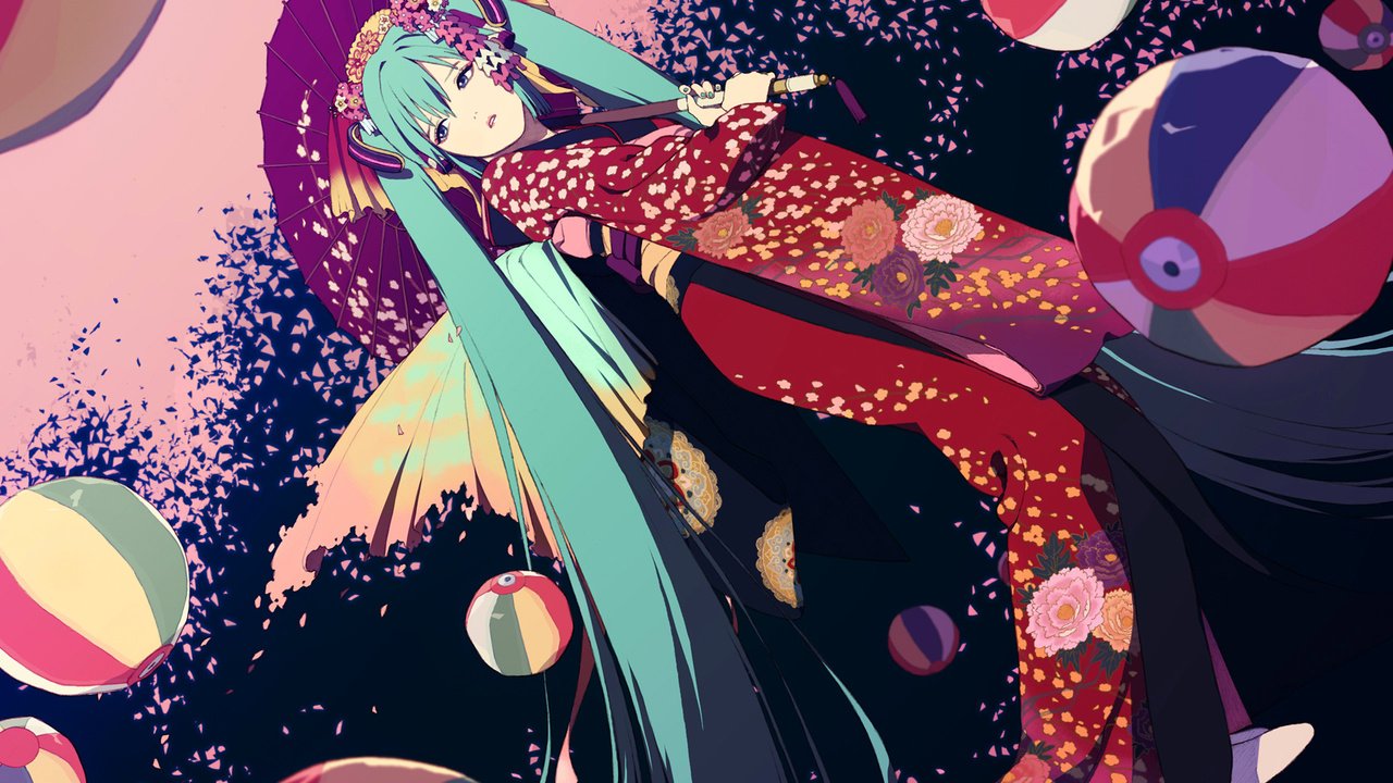 Обои девушка, аниме, vokaloid, miku hatsune, girl, anime разрешение 1920x1200 Загрузить