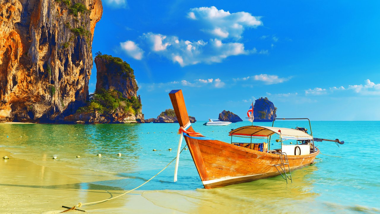 Обои море, пляж, лодка, отдых, таиланд, тропики, sea, beach, boat, stay, thailand, tropics разрешение 2560x1600 Загрузить