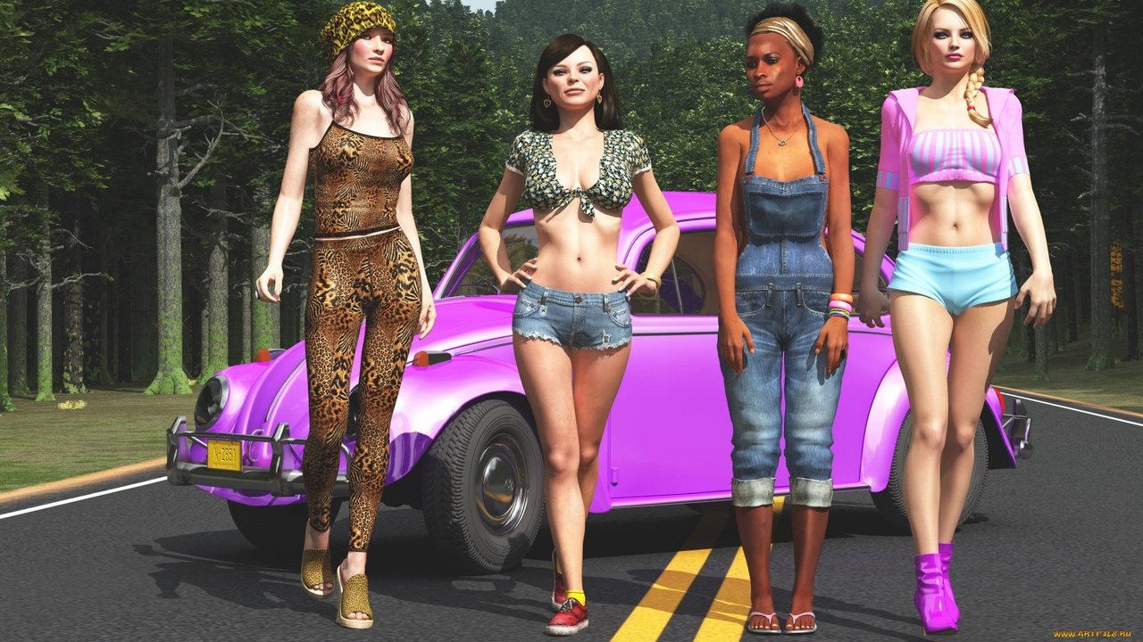 Обои девушки, модели, автомобиль, симс, люди (people), girls, model, car, sims, people (people) разрешение 1920x1080 Загрузить