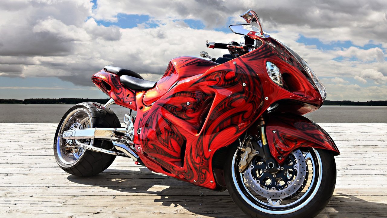 Обои красный, аэрография, спортбайк, red, airbrushing, sportbike разрешение 1920x1200 Загрузить