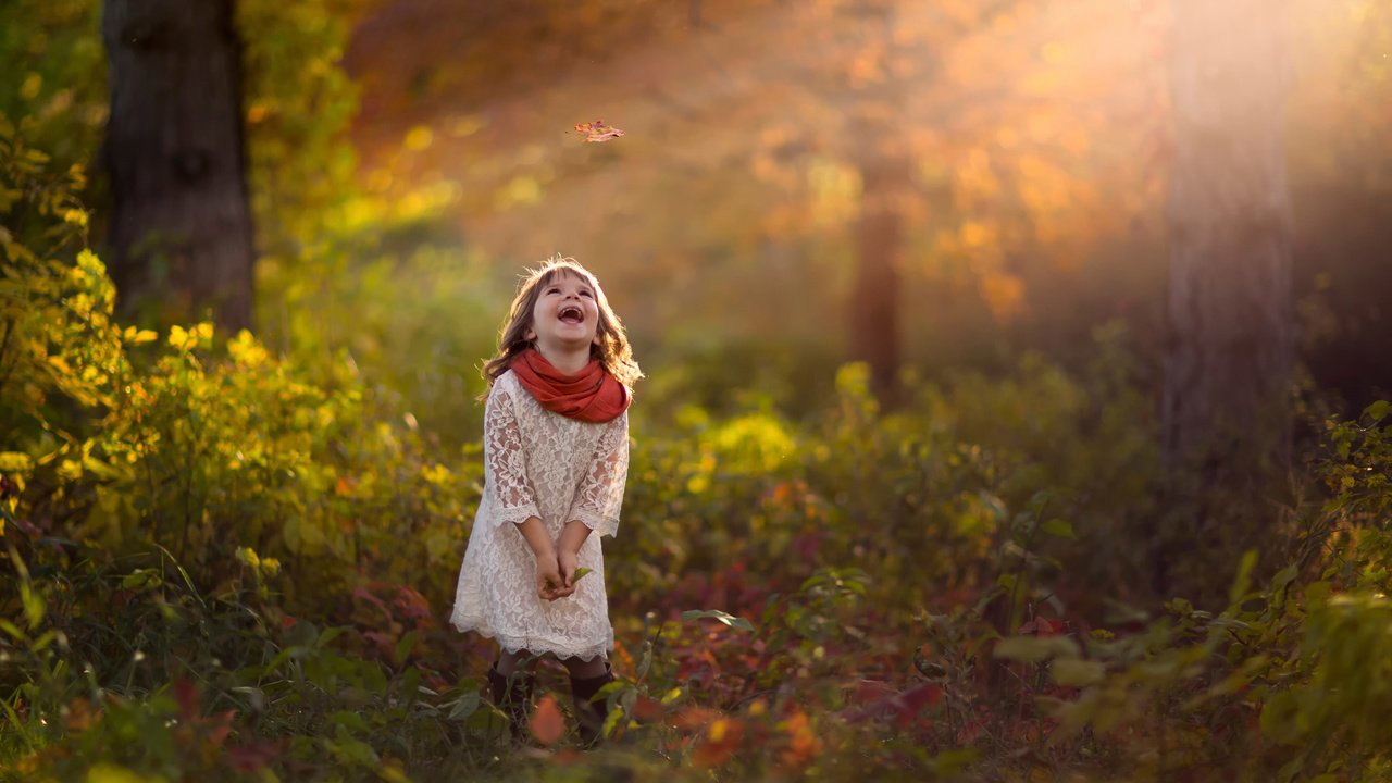 Обои лес, осень, девочка, лист, смех, forest, autumn, girl, sheet, laughter разрешение 2048x1455 Загрузить