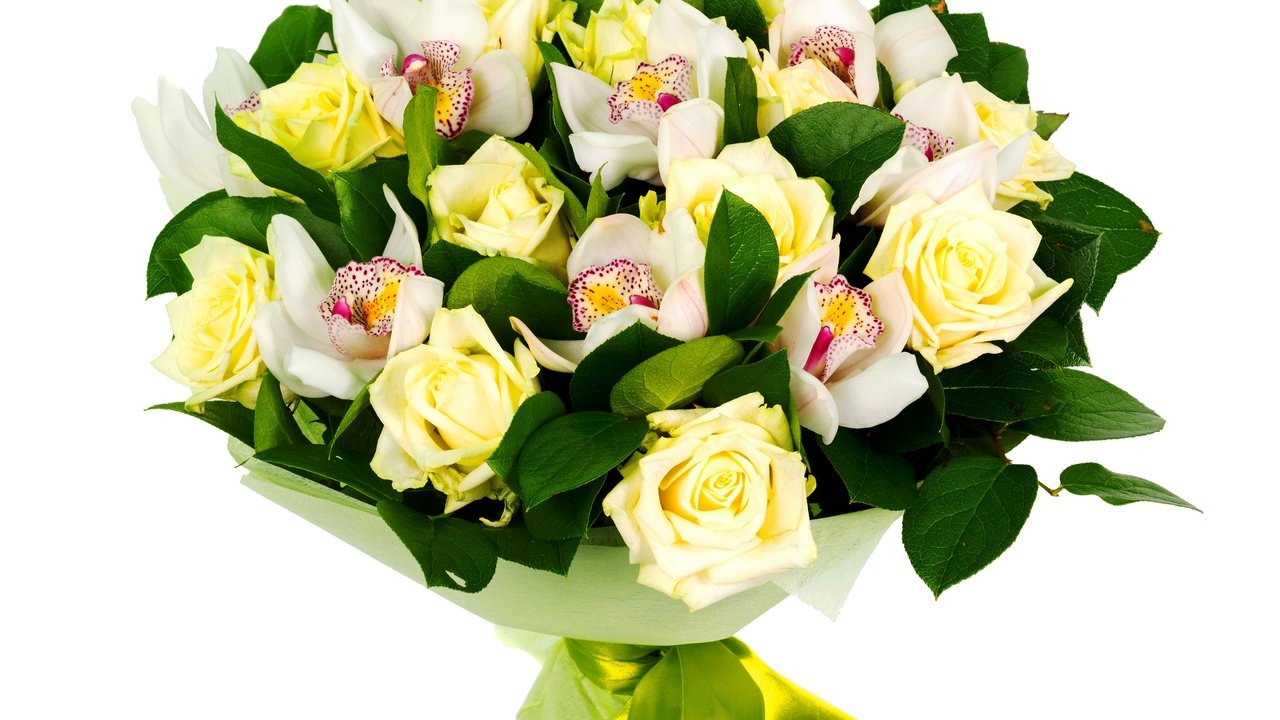 Обои розы, букет, орхидеи, роз, орхидею, букеты, roses, bouquet, orchids, orchid, bouquets разрешение 2880x2160 Загрузить