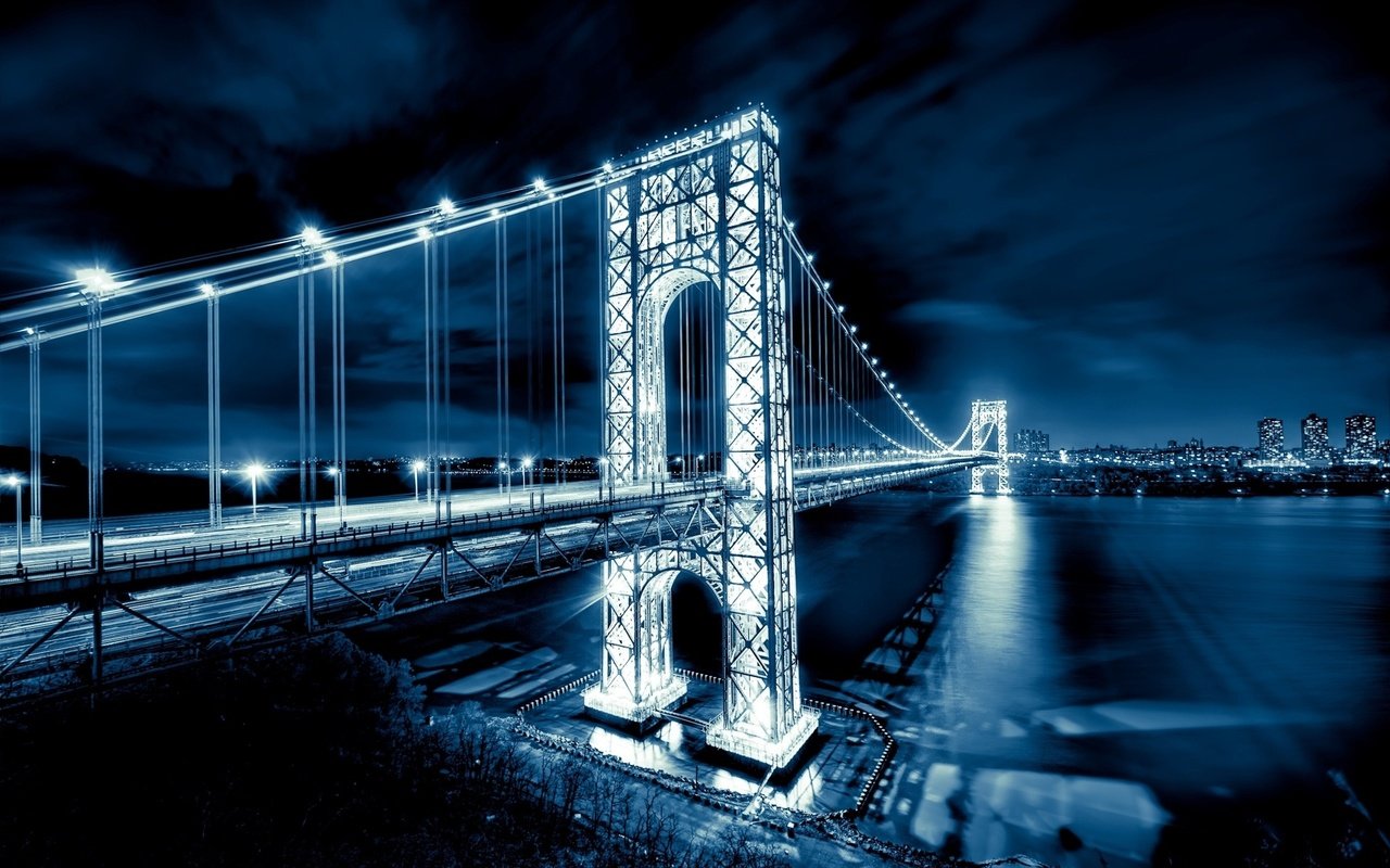 Обои манхеттен, нью-джерси, мост джорджа вашингтона, george washington bridge, manhattan, new jersey, the george washington bridge разрешение 1920x1200 Загрузить