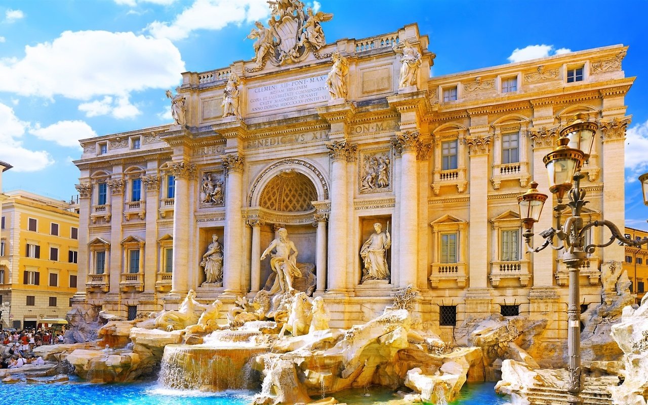 Обои фонтан треви в риме, the trevi fountain in rome разрешение 2560x1440 Загрузить