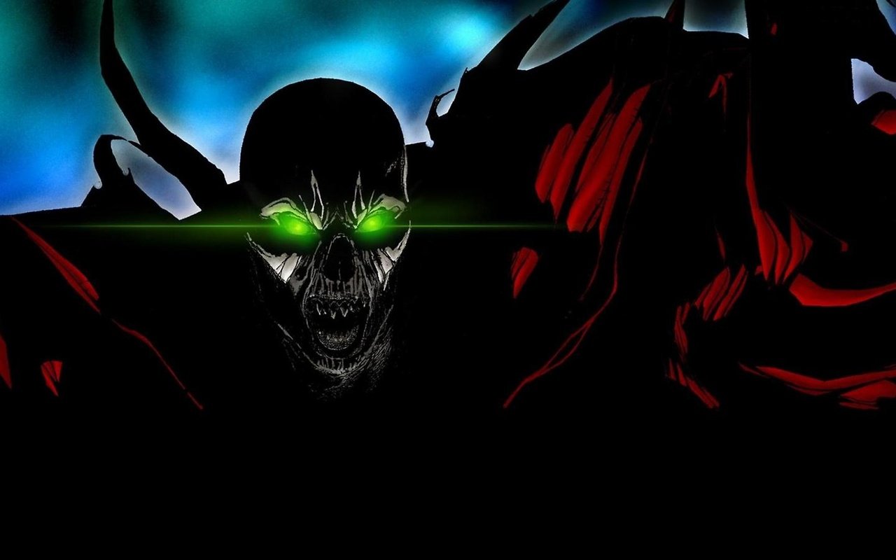 Обои демон с зелеными глазами, a demon with green eyes разрешение 2560x1440 Загрузить