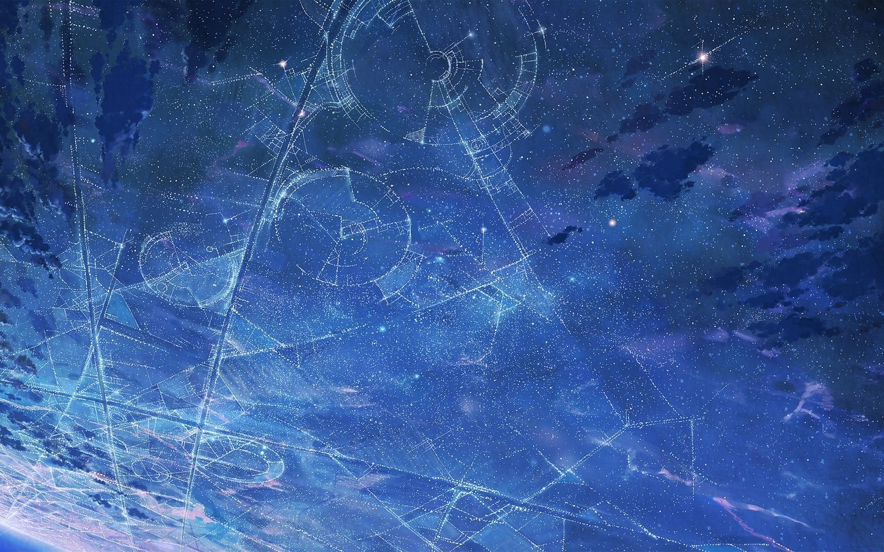Обои небо, арт, ночь, звезды, аниме, the sky, art, night, stars, anime разрешение 2560x1508 Загрузить