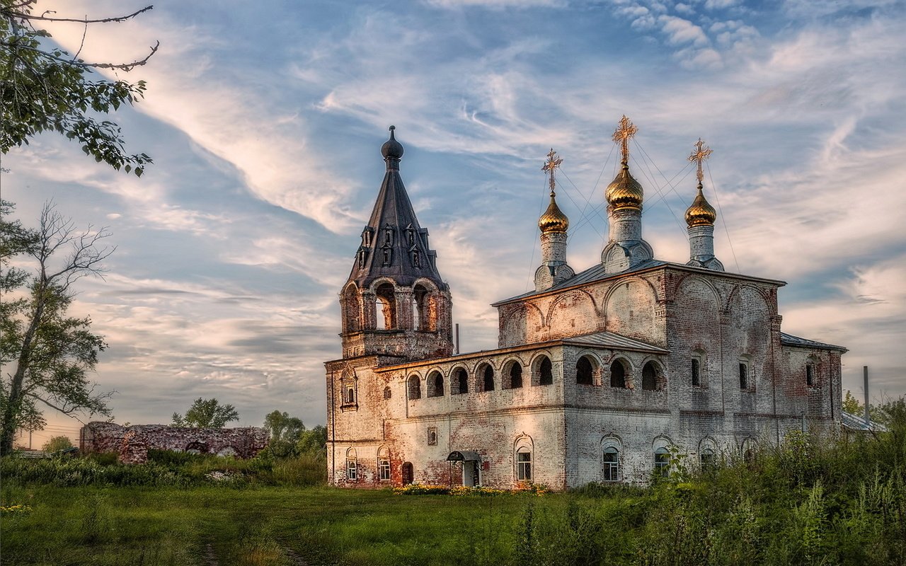 Обои храм христа спасителя, село борисоглеб, муромский р-он, the cathedral of christ the savior, the village of borisogleb, muromsky district разрешение 1920x1200 Загрузить