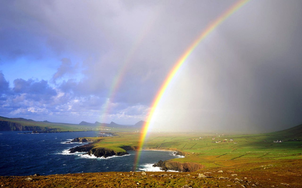 Обои река, берег, радуга, залив, ирландия, river, shore, rainbow, bay, ireland разрешение 1920x1200 Загрузить